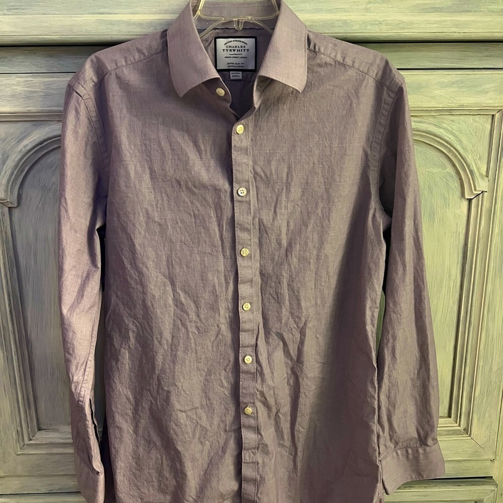 Charles Tyrwhitt Extra Slim Fit Light Purple Cotton‎ Button Up